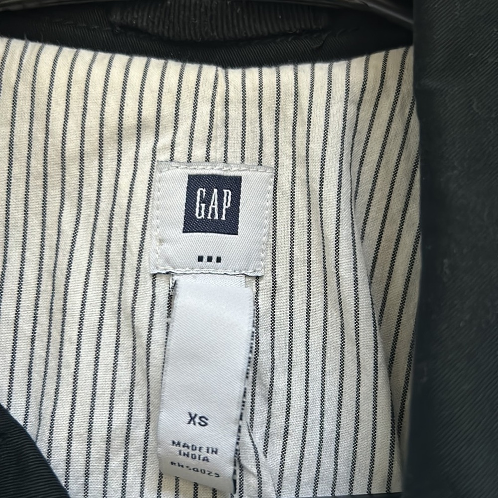 Black Gap Collared Button Up Cotton Raincoat Pea … - image 3